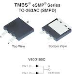 Vishay-V60D100C-M3/I Rectifiers Diode Schottky 100V 60A 3-Pin(3+Tab) SMPD T/R
