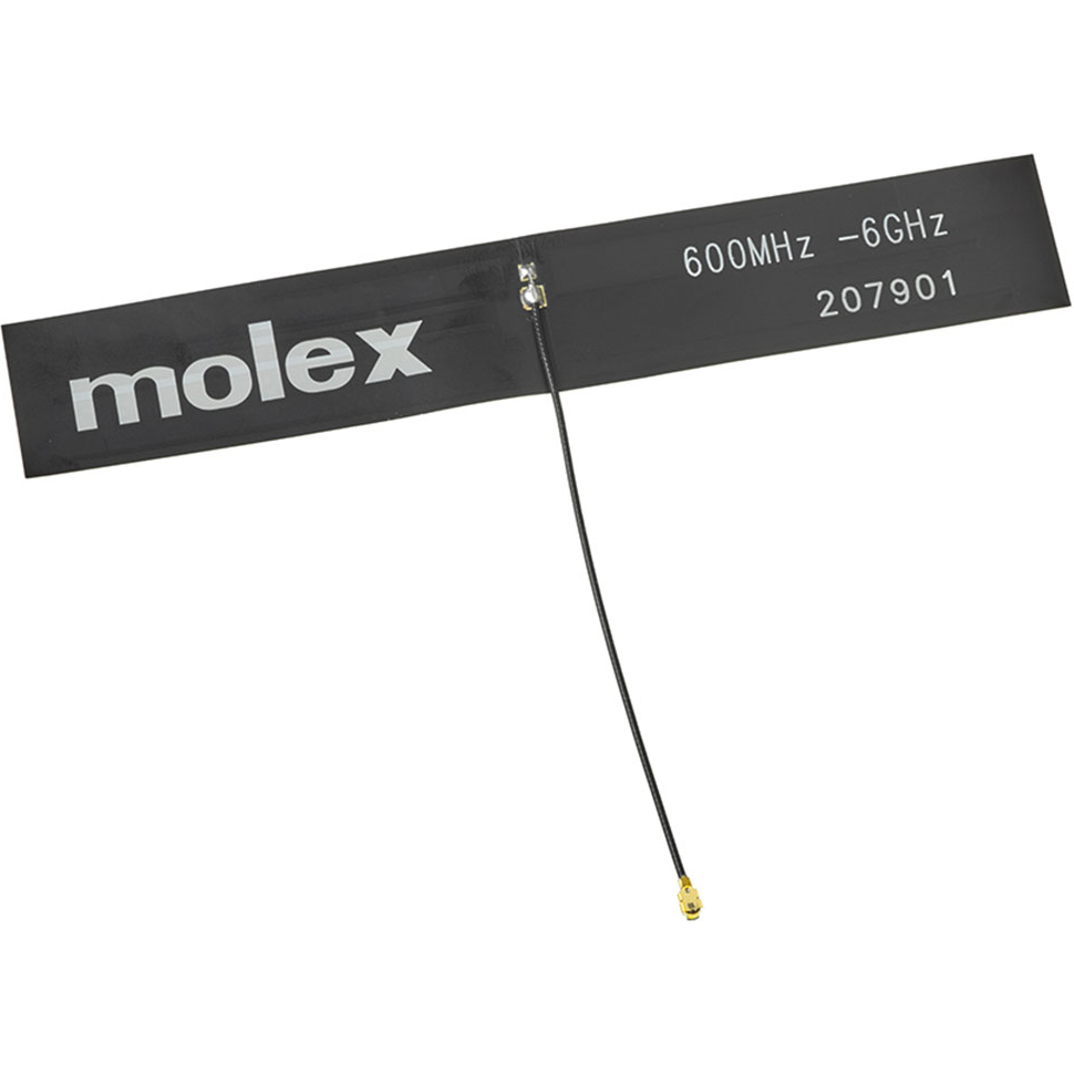 Molex-2079019100 Antena 600MHz-6GHz Monopole Low-Profile Automotive Flexible Antenna, 100.00mm Cable Length, Compatible with MHF-1 Plug