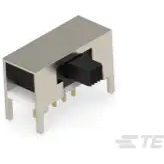 TE Connectivity-MHS133GRA04 Interruttore a slitta Switch Slide ON ON ON SP3T Side Slide 20VAC 20VDC 0.4VA PC Pins Bracket Mount/Through Hole Tray