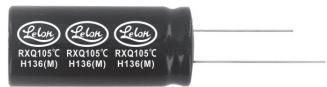 Lelon Electronics-RXQ470M2GBK-1625 Capacitor de aluminio Cap Aluminum Lytic 47uF 400V 20% (16 X 25mm) Radial 7.5mm 0.47A 10000h 105°C Bulk