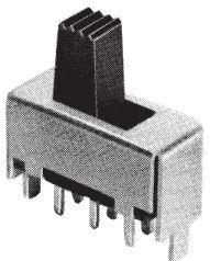 NIDEC Copal Electronics-MFS201N-4-Z Interruptor corredizo Switch Slide ON ON DPDT Extended Top Slide 1A 125VAC 30VDC PC Pins Bracket Mount/Through Hole