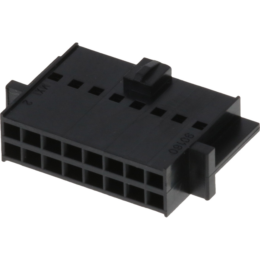 Molex-90160-0116 Carcaza de cables discretos de conector Conn Housing F 16 POS 2.54mm Crimp ST Cable Mount Black C-Grid III™ Bag