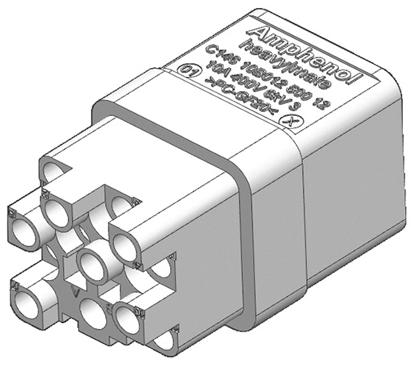 Amphenol-C14610B01250012 矩形连接器 Conn Rectangular SKT 8Signal/1Ground POS Crimp ST Panel Mount heavymate®