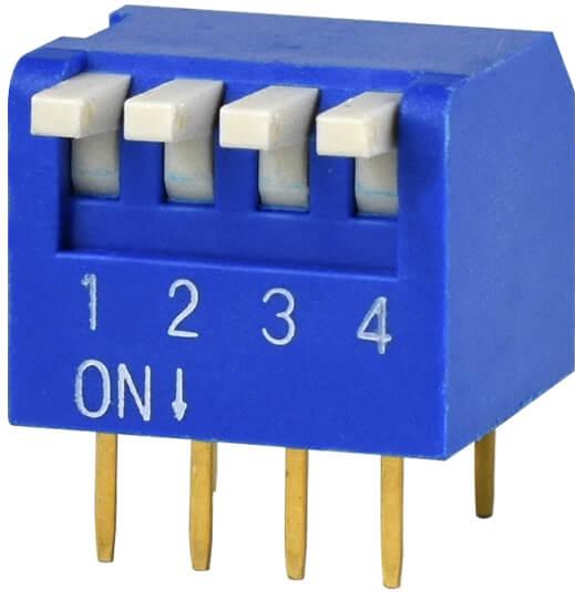 Same Sky (formerly CUI Devices)-DS02C-254-2L-04BE Commutateur DIP Switch DIP OFF ON SPST 4 Piano 0.025A 24VDC PC Pins 2.54mm Thru-Hole Tube
