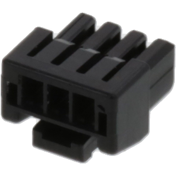 Molex-5055650301 Carcaza de cables discretos de conector 1.25mm Pitch, Micro-Lock Plus Receptacle Crimp Housing, Single Row, Positive Lock, 3 Circuits, Black