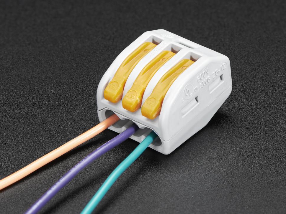 Adafruit Industries-866 Blocchi terminali connettore Snap-action 3-Wire Block Connector (12-28 AWG) - Pack of 3