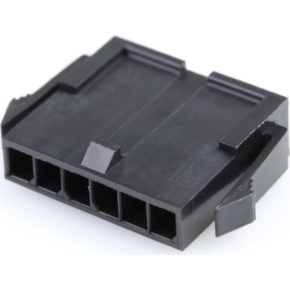 Molex-43640-0600 Connector Discrete Wire Housing Conn Housing PL 6 POS 3mm Crimp ST Panel Mount Black Micro-Fit 3.0™ Bag