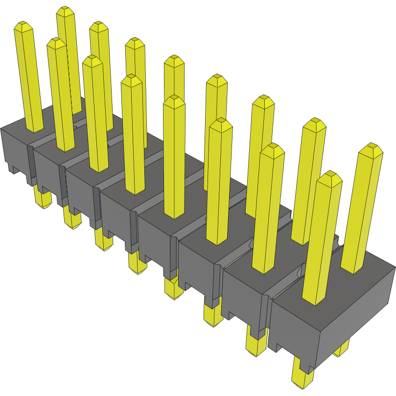Samtec-TSW-108-07-SS-D-LL 连接器插头及 PCB 插座 Conn Unshrouded Header HDR 16 POS 2.54mm Solder ST Top Entry Thru-Hole Bulk