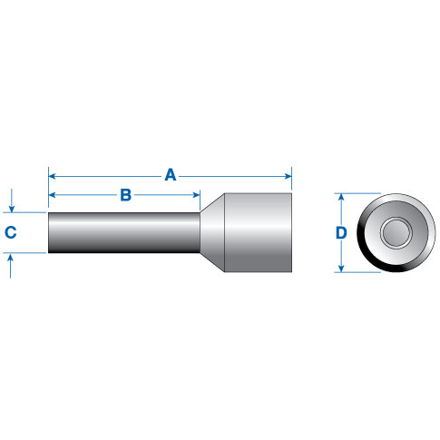 Altech Corporation-FII2408M Terminales del conductor Ferrules Terminal 24AWG Light Blue 12mm