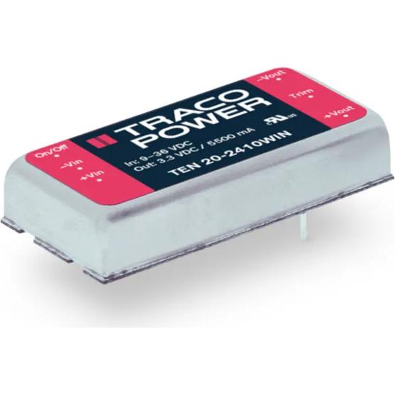 TRACO Electronic AG-TEN 20-2423WIN Convertidor de CC a CC y módulo del regulador de conmutación Module DC-DC 24VIN 2-OUT -15V/15V 0.667A/0.667A 20W 6-Pin