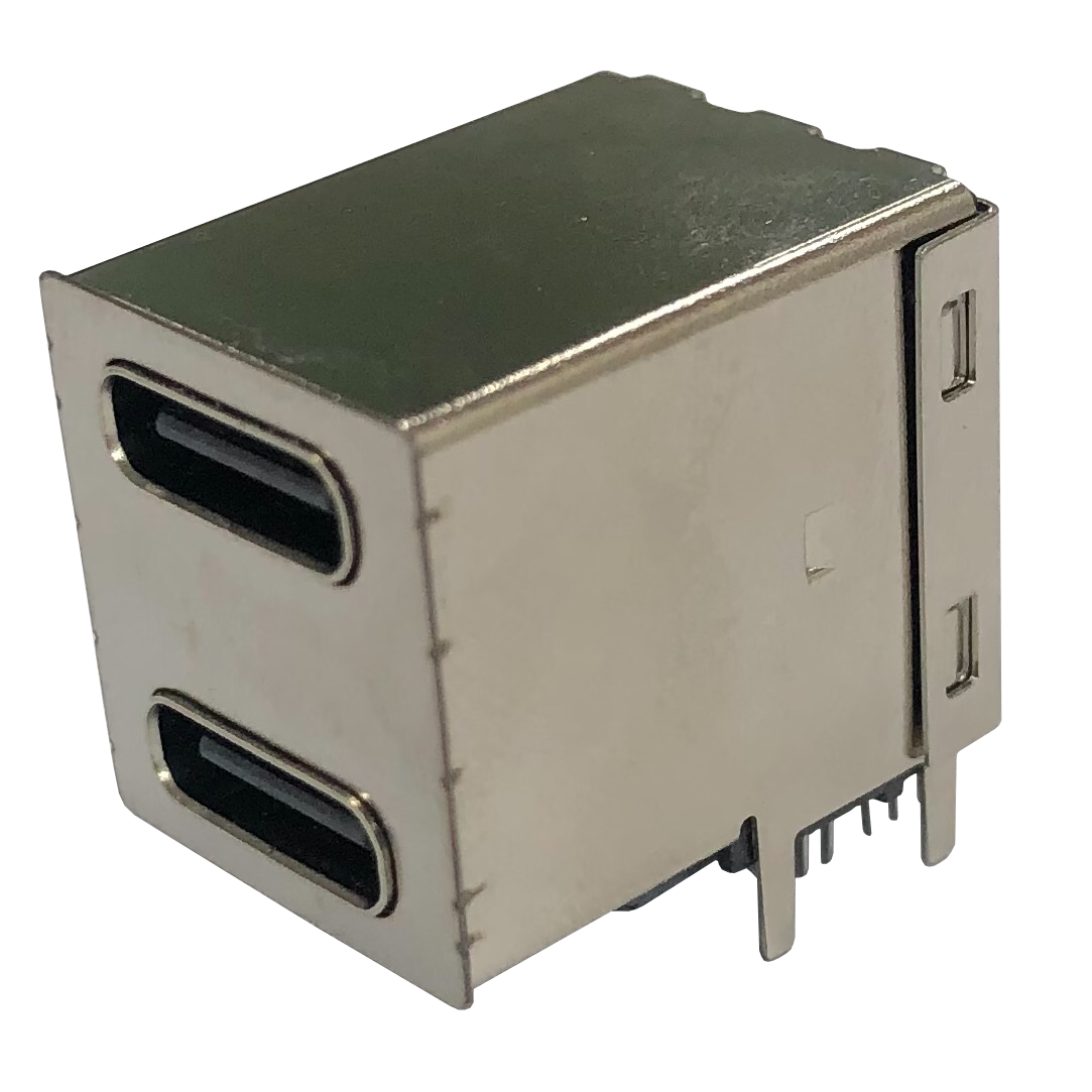 ADAM TECH-USB-C31-D-RA-CS2 Connector USB Conn USB Type C RCP/RCP 24/24 POS 1.2mm/1.5mm Solder RA Thru-Hole 48 Terminal 2 Port