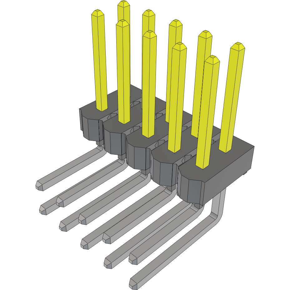 Samtec-HTSW-105-16-L-D-RA Steckverbinderleisten und Leiterplattenbuchsen Conn Unshrouded Header HDR 10 POS 2.54mm Solder RA Side Entry Thru-Hole Bulk