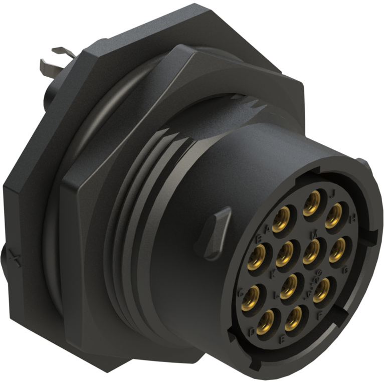 Amphenol-RTS714ND12S0332 Steckverbinder, rund Conn Circular SKT 12 POS Solder ST Jam Nut 12 Terminal 1 Port Box