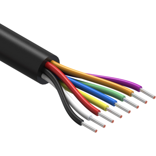 Tensility International-30-00522 Kabel, Mehrleiter Multi-Conductor Cable Polyvinyl Chloride 8Conductors 28AWG 5mm 300V Black Polyvinyl Chloride
