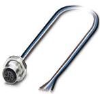 PHOENIX CONTACT-1405240 Montajes de cables, otros Sensor/actuator flush-type plug, 4-pos., stainless steel design, rear/screw mounting with Pg9 thread, with 0.5 m TPE litz wire, 4 x 0.34 mm2