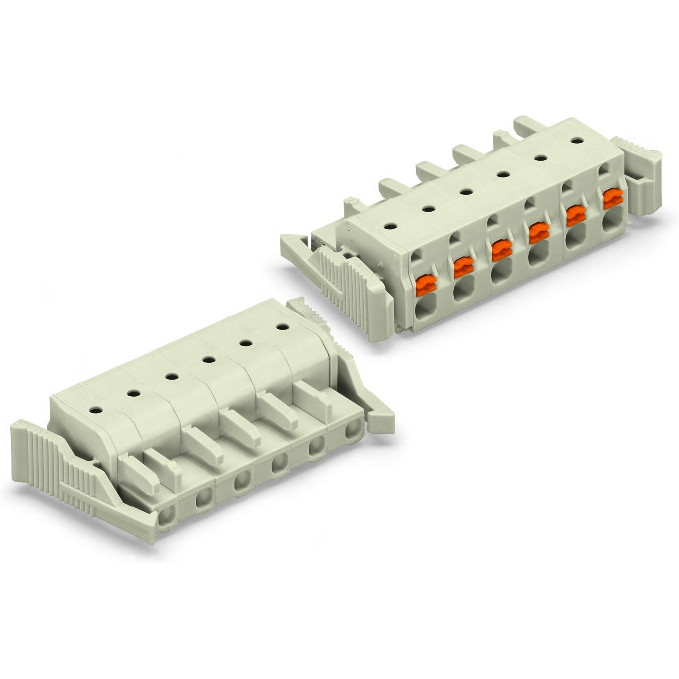 WAGO-2721-205/037-000 Steckverbinder, Klemmenblöcke 1-Conductor Female Plug, 100% protected against mismating, Push-button, Locking lever, 2.5 mm2, Pin spacing 7.5 mm, 5-pole