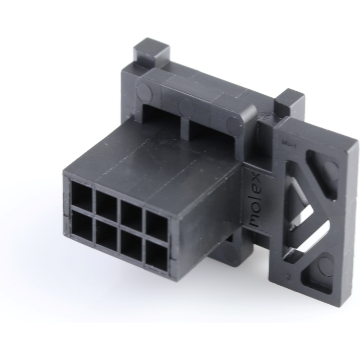 Molex-443000800 Connector Discrete Wire Housing Conn Housing M 8Power POS 3mm Crimp ST Panel Mount Black Micro-Fit 3.0 BMI™ Bag
