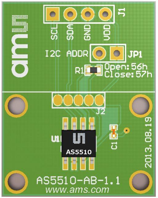 ams OSRAM-AS5510-SO_EK_AB Sensor Development Boards and Kits AS5510 Hall Effect Sensor Adapter Board