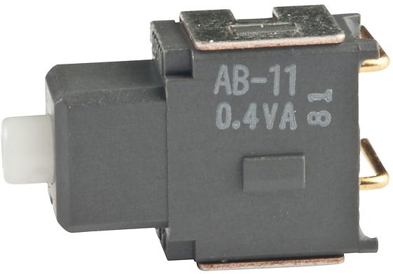 NKK Switches-AB11CH Switch Push Button Switch Push Button OFF (ON) SPDT Round Plunger 0.1A 28VAC 28VDC 0.4VA Momentary Bracket Mount/Through Hole PC Pins