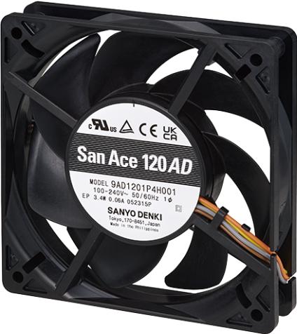 SANYO DENKI-9AD1201L4002 Gebläse und Lüfter AC Fan Axial Ball Bearing 100V to 240V 90V to 264V 49CFM 26dB 120 X 120 X 25mm Sensor