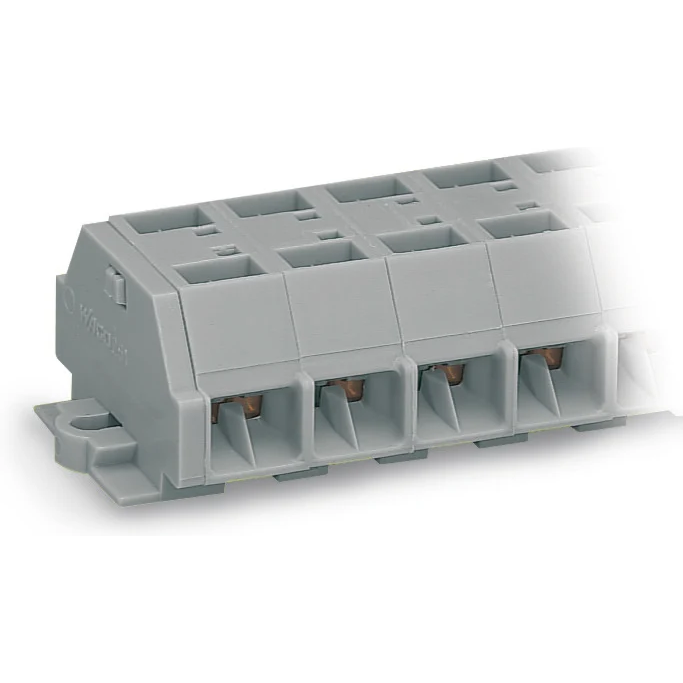 WAGO-261-211 Bloques terminales del conector 4-Conductor terminal strip, with fixing flanges, for screw or similar mounting types, Fixing hole 3.2 mm Dia, with 209-123 mounting carrier for DIN 35 rail