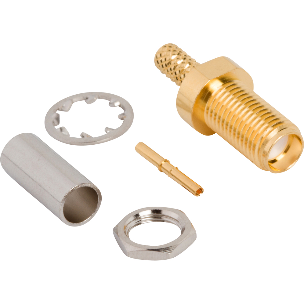 Amphenol RF-901-10736 Conector RF Conn SMA 0Hz to 20GHz 50Ohm Crimp ST Panel Mount RCP Gold Bag