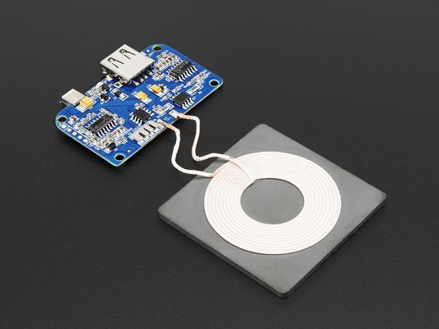 Adafruit Industries-2162 Wireless Charging Coils Universal Qi Wireless Charging Transmitter 5V 2A Input