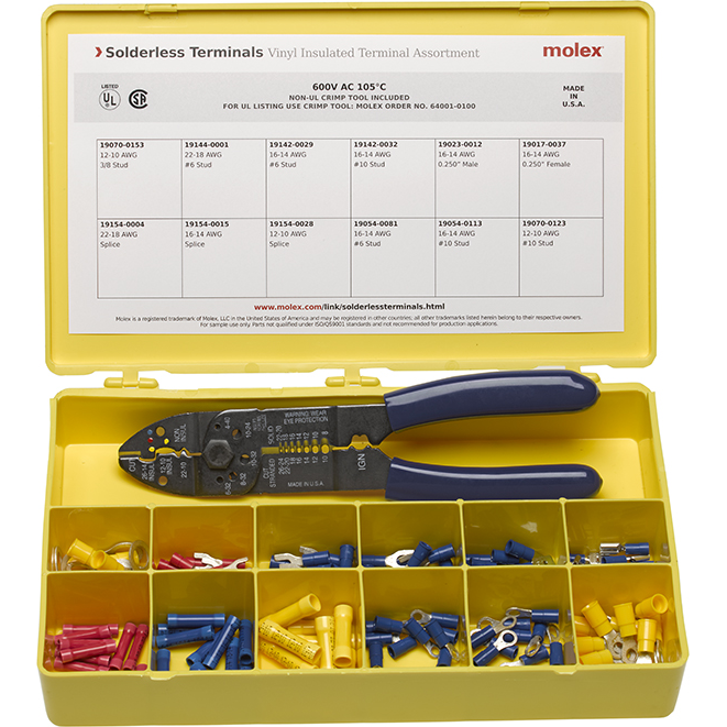 Molex-194130104 Kit componenti Solderless Terminals Kit, Partial Insulated Terminal Assortment