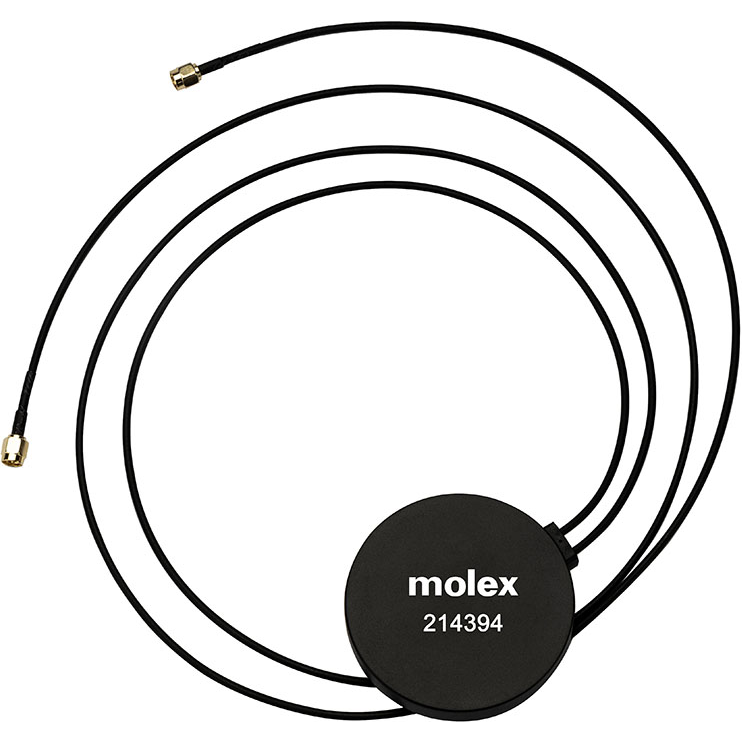 Molex-2143941000 | 2.4, 5 GHz Wi-Fi/Bluetooth External Antenna Antena 2.4GHz / 5GHz Wi-Fi/Bluetooth Hinged External Antenna, with SMA Male Connector, Black