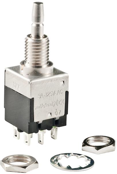 NKK Switches-EB2061 Botón pulsador Switch Push Button ON (ON) DPDT Square Button 3A 125VAC Momentary Panel Mount Solder Lug