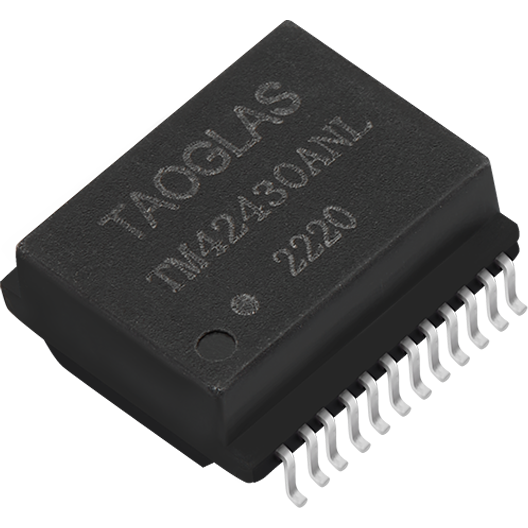 taoglas-TM42430ANL | LAN Transformers Telecom, Übertrager Telecom Transformer 1CT:1CT 0.9Ohm Prim. DCR 1.4Ohm Sec. DCR 24 Terminal Gull Wing SMD