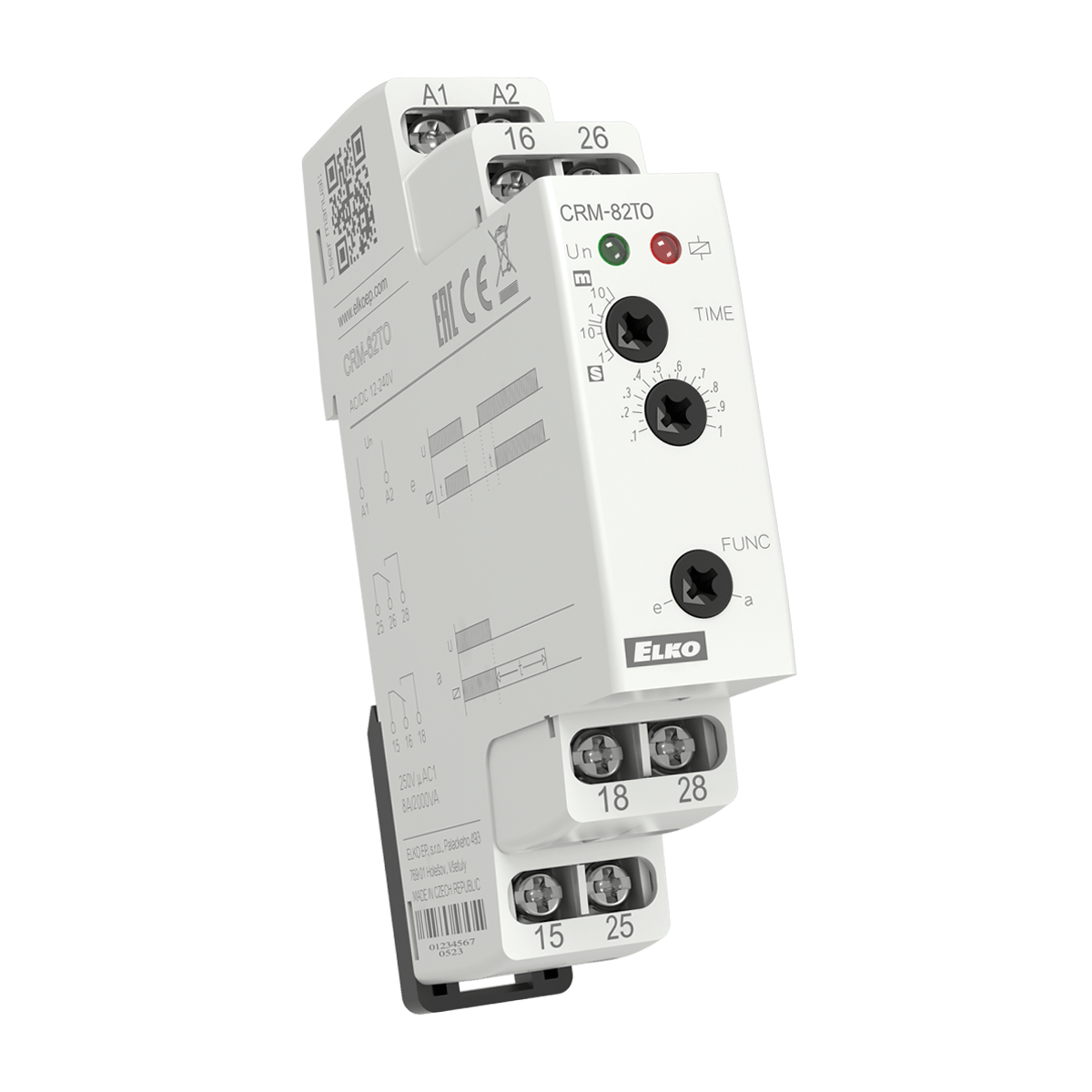 ELKO EP North America-CRM-82TO/UNI Zeitrelais Time Delay Relay 12 to 240VDC 12 to 240VAC 8A DPDT(17.6x64x90)mm DIN Rail