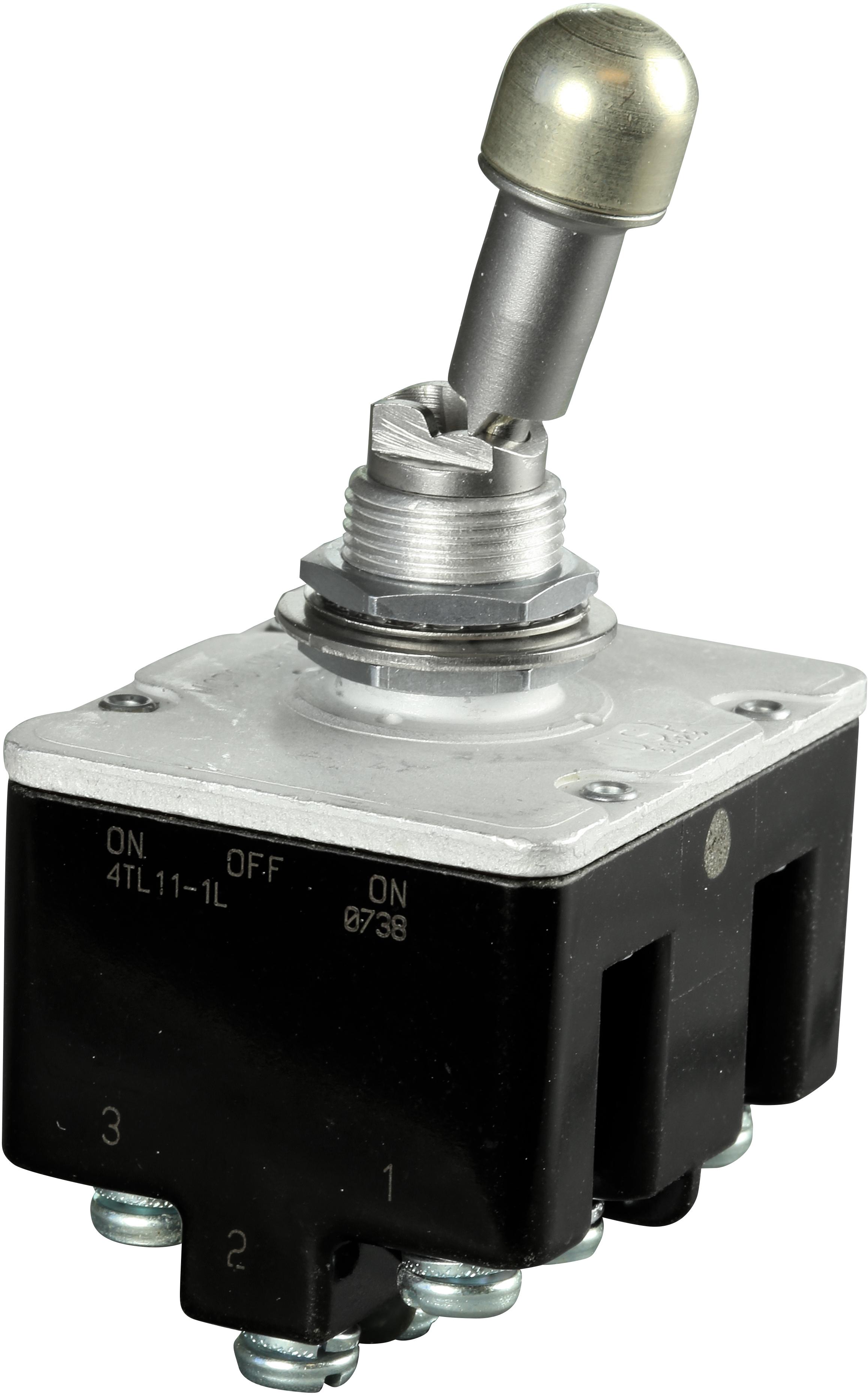 Honeywell-4TL11-1L Kippschalter Switch Toggle ON OFF ON 4PDT Locking Lever Screw 20A 277VAC 250VDC Panel Mount with Threads