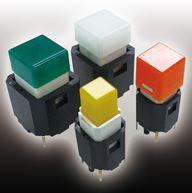 NIDEC Copal Electronics-CFPB-1CC-4W2W Interruttore a pressione Switch Push Button OFF (ON) SPST Square Button 0.005A 20VDC Momentary Thru-Hole PC Pins Tray