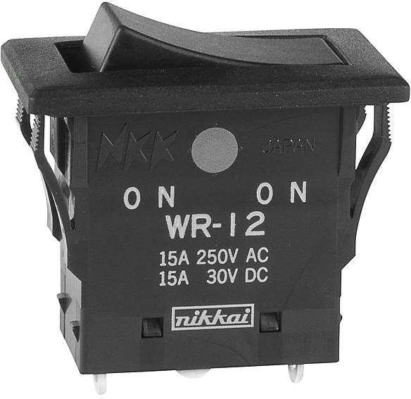 NKK Switches-WR12AS Wippschalter Switch Rocker ON None ON SPDT Solder Lug Curved Rocker 15A 250VAC 30VDC 30000Cycles