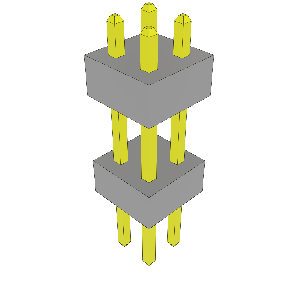 Samtec-TW-02-03-G-D-222-160 Steckverbinderleisten und Leiterplattenbuchsen Conn Board Stacker HDR 4 POS 2mm Solder ST Top Entry Thru-Hole Bulk