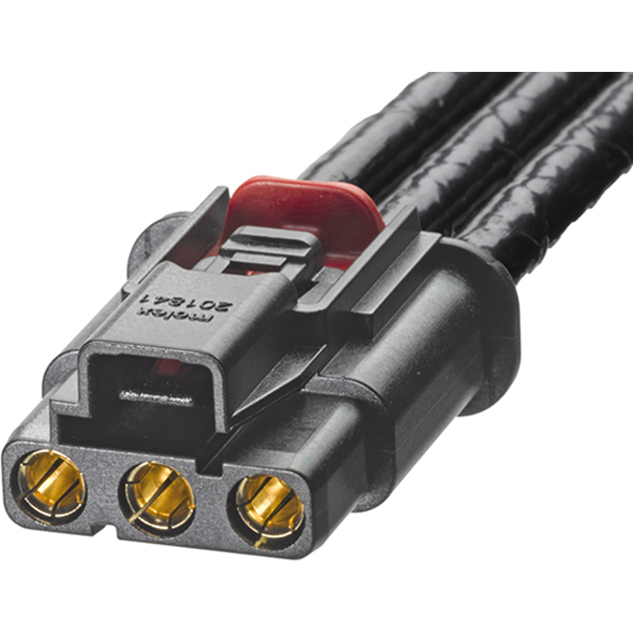 Molex-451410310 Cable Assembly AC Power Multi Cat-to-Multi Cat Off-the-Shelf (OTS) Cable Assembly, Male, Single Row, 1.0m Length, 16 AWG, 4 Circuits, Key A, Black