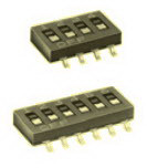 knitter-switch-SMS504 Commutateur DIP Switch DIP OFF ON SPST 4 Recessed Slide 0.1A 50VDC Gull Wing 1000Cycles 2.54mm SMD Stick
