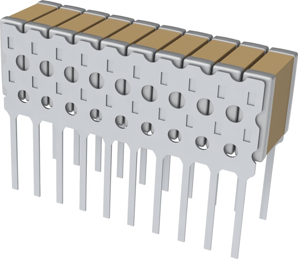 KEMET Corporation-L1GN69C114JA03 Kondensator, keramisch, mehrschichtig Cap Ceramic 0.11uF 500V C0G 5% 3 Stacked 2.54mm 200°C Waffle