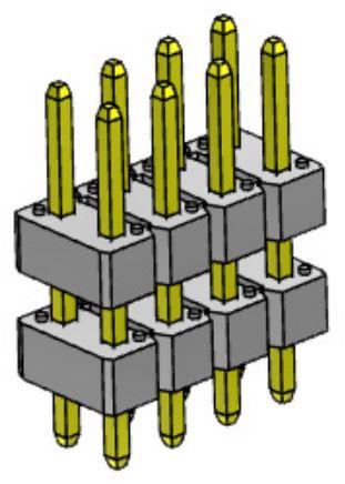 Amphenol Communications Solutions-54122-808401400LF Embases de raccordement et réceptacles PCB BergStik®, Board to Board connector, Unshrouded stacking vertical header, through hole, double Row, 40 position, 2.54mm (0.100in) pitch