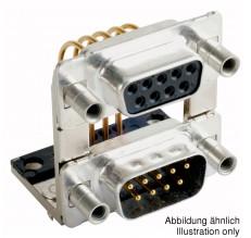 CONEC-163A19969X Steckverbinder, D-Sub Conn D-Sub PIN/PIN 9/9 POS Solder RA Thru-Hole 18 Terminal 2 Port