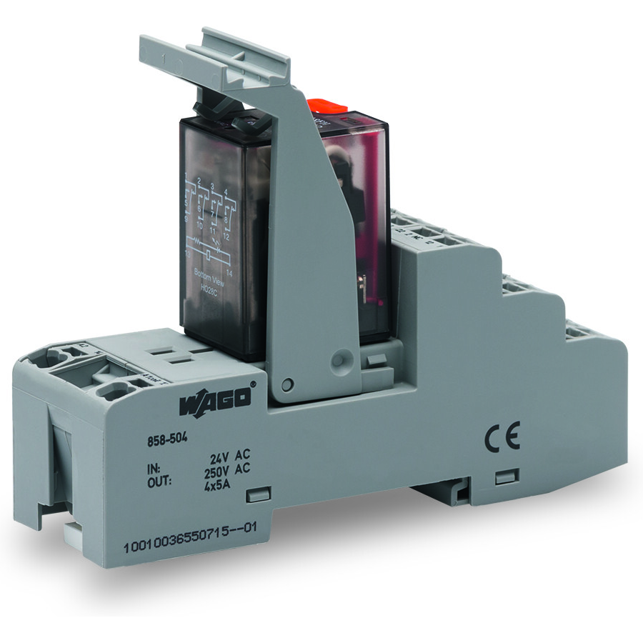 WAGO-858-507 Relevadores Otros Electromechanical Relay 115VAC 4PDT(31x73x97)mm DIN Rail Relay Module