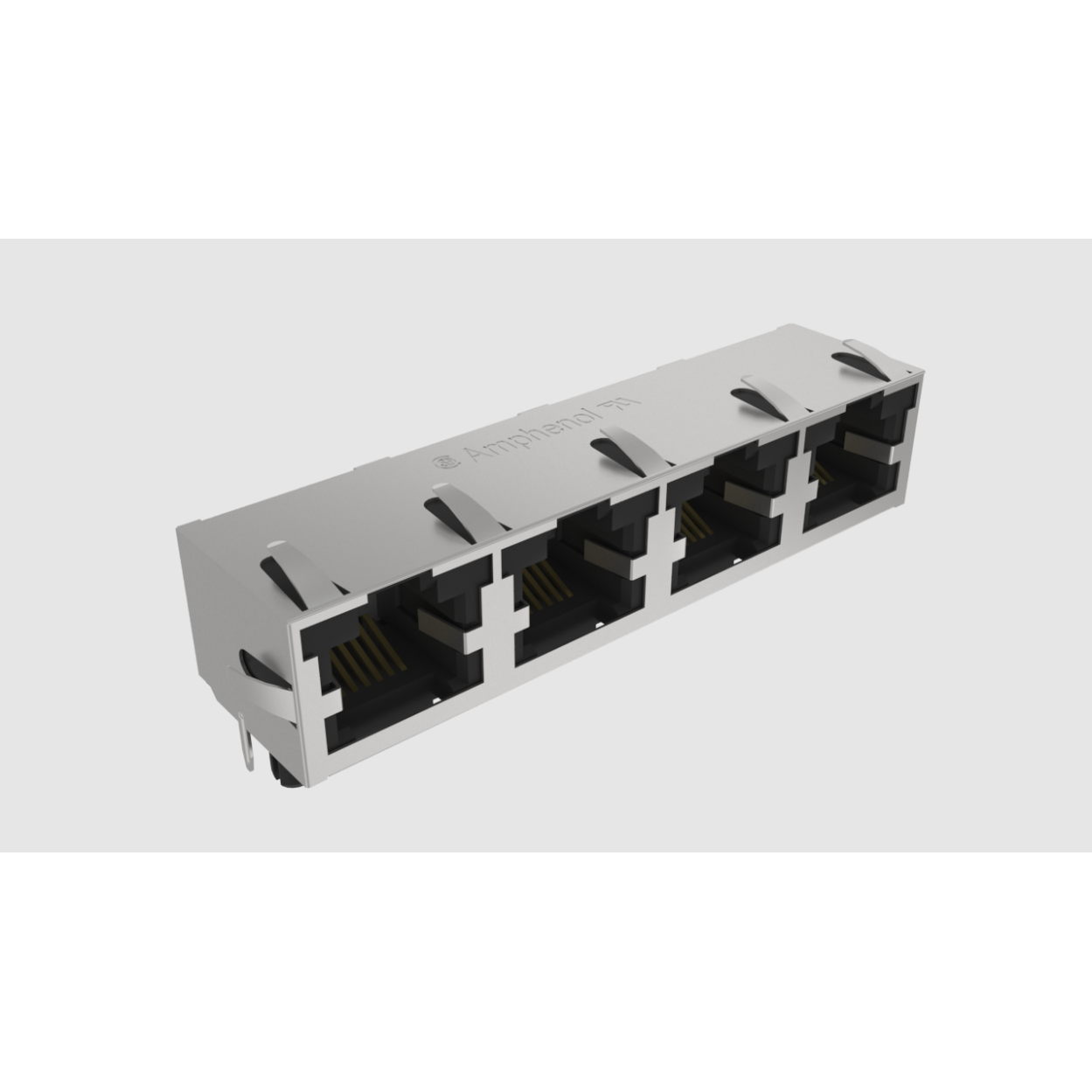 Amphenol Communications Solutions-RJHSE7360A4 Steckverbinder, Telefon und Telekommunikation Modular Jack - Right Angle, Input Output Connectors 6P6C, Right Angle, With shield, without LEDs.