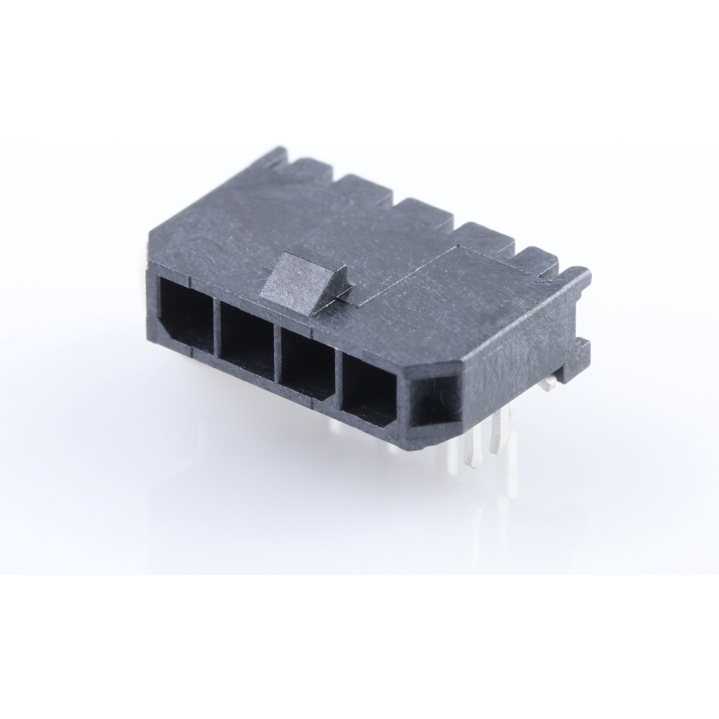 Molex-43650-0403 Steckverbinderleisten und Leiterplattenbuchsen Conn Wire to Board HDR 4Power POS 3mm Solder RA Side Entry Thru-Hole Micro-Fit 3.0 Tray