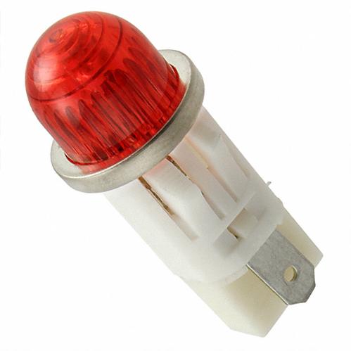Visual Communications-1092QA1-28V Panel Mount Indicators Panel Mount Indicator Round 0.5" LED Red Hi-Dome 28V Tab