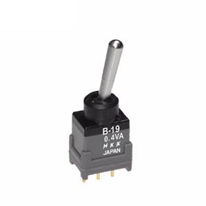 NKK Switches-B19AP Switch Toggle Switch Toggle ON OFF (ON) SPDT Bat Lever PC Pins 0.1A 28VAC 28VDC 0.4VA PC Mount