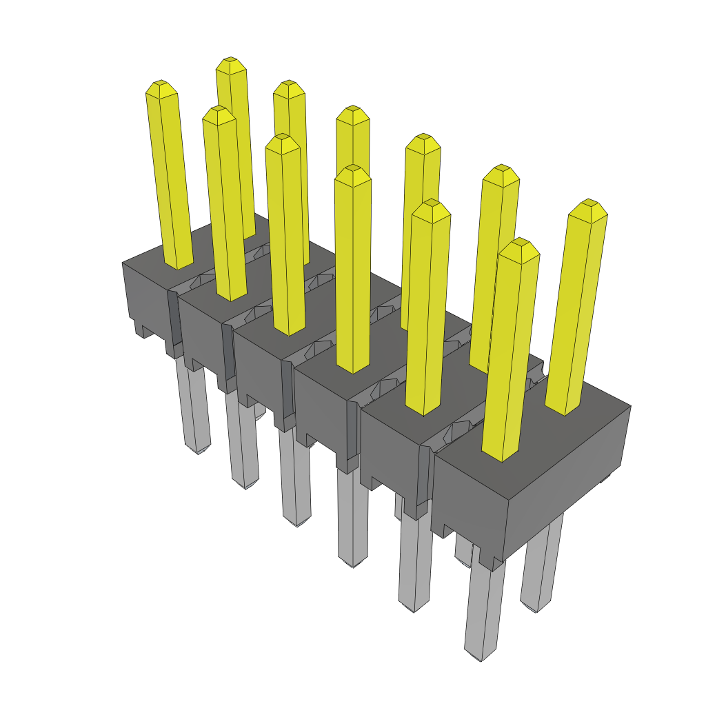 Samtec-HTSW-106-08-L-D Connector Headers and PCB Receptacles Conn Unshrouded Header HDR 12 POS 2.54mm Solder ST Top Entry Thru-Hole Bulk