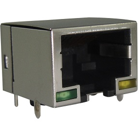 Amphenol Communications Solutions-RJE7318800371 Telecomunicaciones y teléfono del conector Conn RJ-45 RCP 8 POS 1.02mm Solder RA Thru-Hole 12 Terminal 1 Port T/R