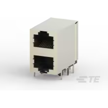 TE Connectivity-5569380-1 Steckverbinder, Telefon und Telekommunikation Conn RJ-45 F 16 POS 1.27mm Solder RA Thru-Hole 16 Terminal 2 Port Cat 5 Tray