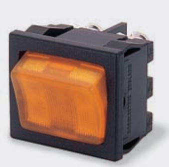 Bulgin Components PLC-H8653VBBR2-577W Switch Rocker Switch Rocker ON OFF DPST Quick Connect Curved Rocker 6A 277VAC 24VDC